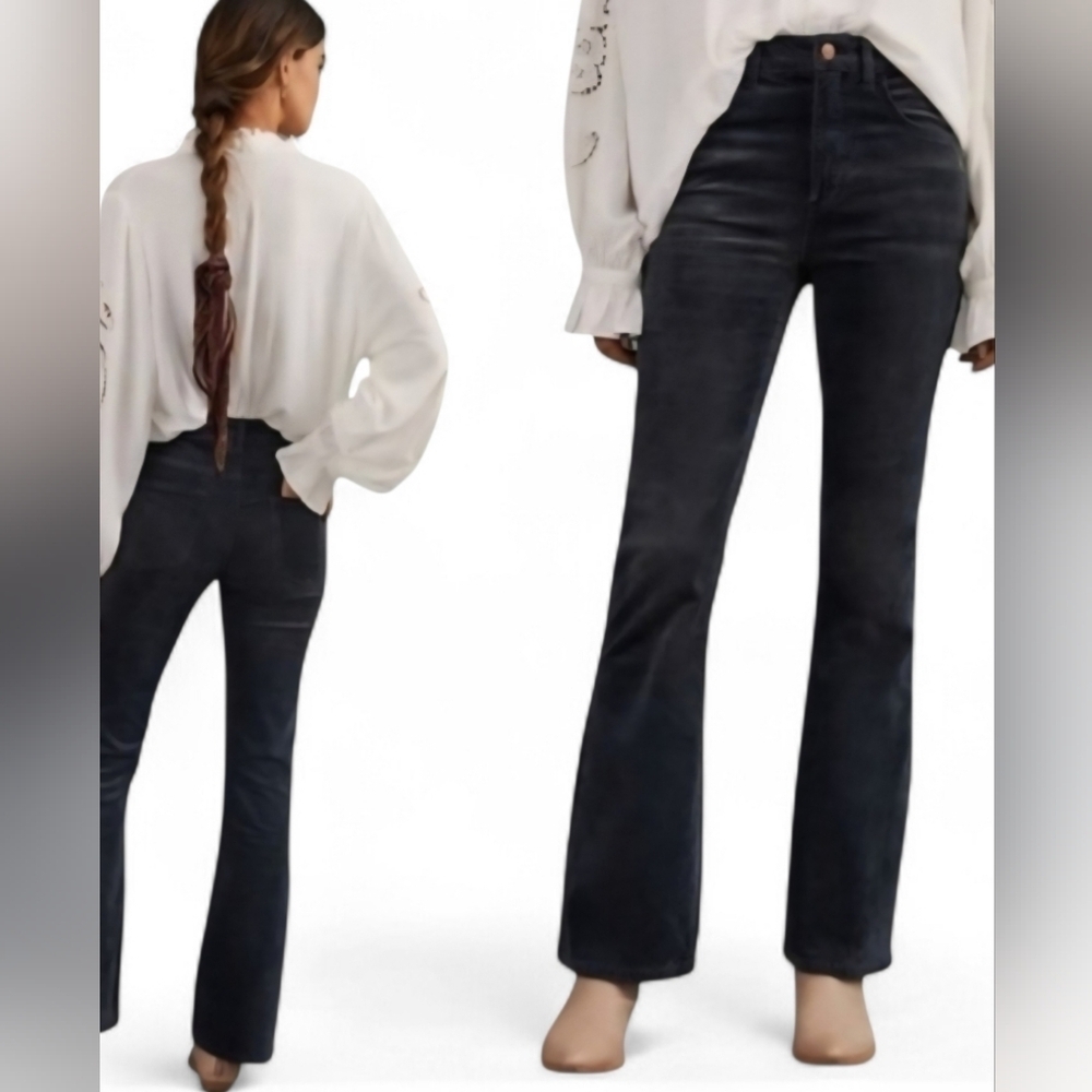 Pilcro The Icon Corduroy Flare Pants Charcoal Size 30 Soft Comfortable 10" Rise